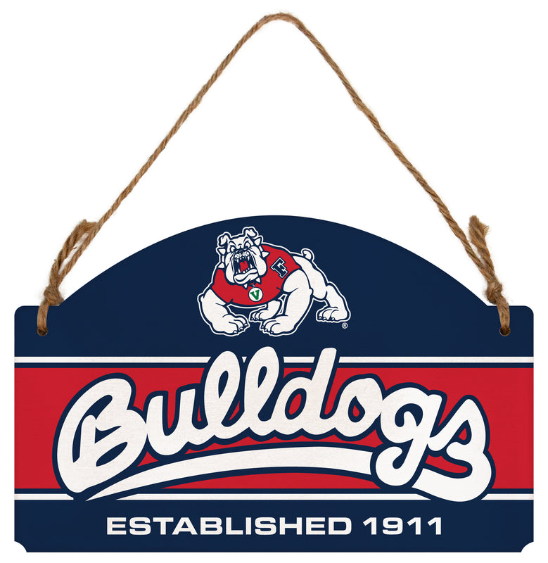 Fresno State Bulldogs Flat Wood Sign with Hanging String - Officially Licensed Collegiate Product 