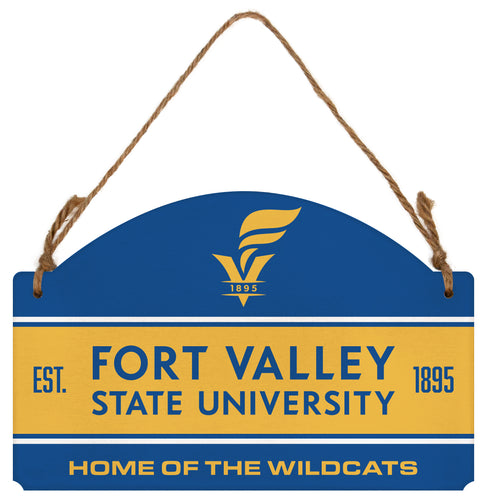 Fort Valley State University Flat Wood Sign with Hanging String - Officially Licensed Collegiate Product 