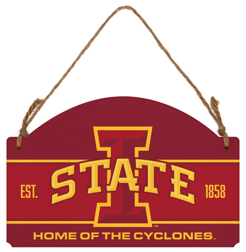Iowa State Cyclones Flat Wood Sign with Hanging String - Officially Licensed Collegiate Product 