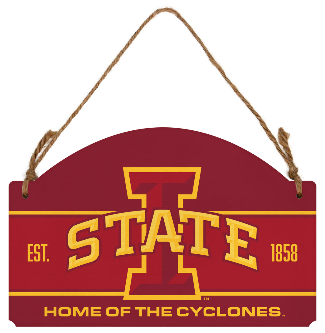 Iowa State Cyclones Flat Wood Sign with Hanging String - Officially Licensed Collegiate Product 