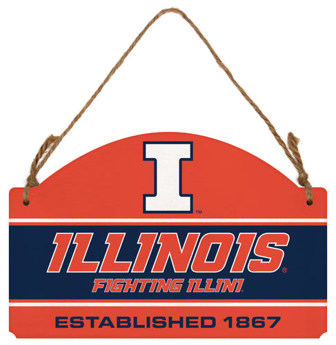 Illinois Fighting Illini Flat Wood Sign with Hanging String - Officially Licensed Collegiate Product 