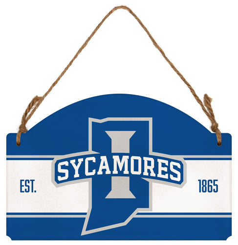 Indiana State University Flat Wood Sign with Hanging String - Officially Licensed Collegiate Product 