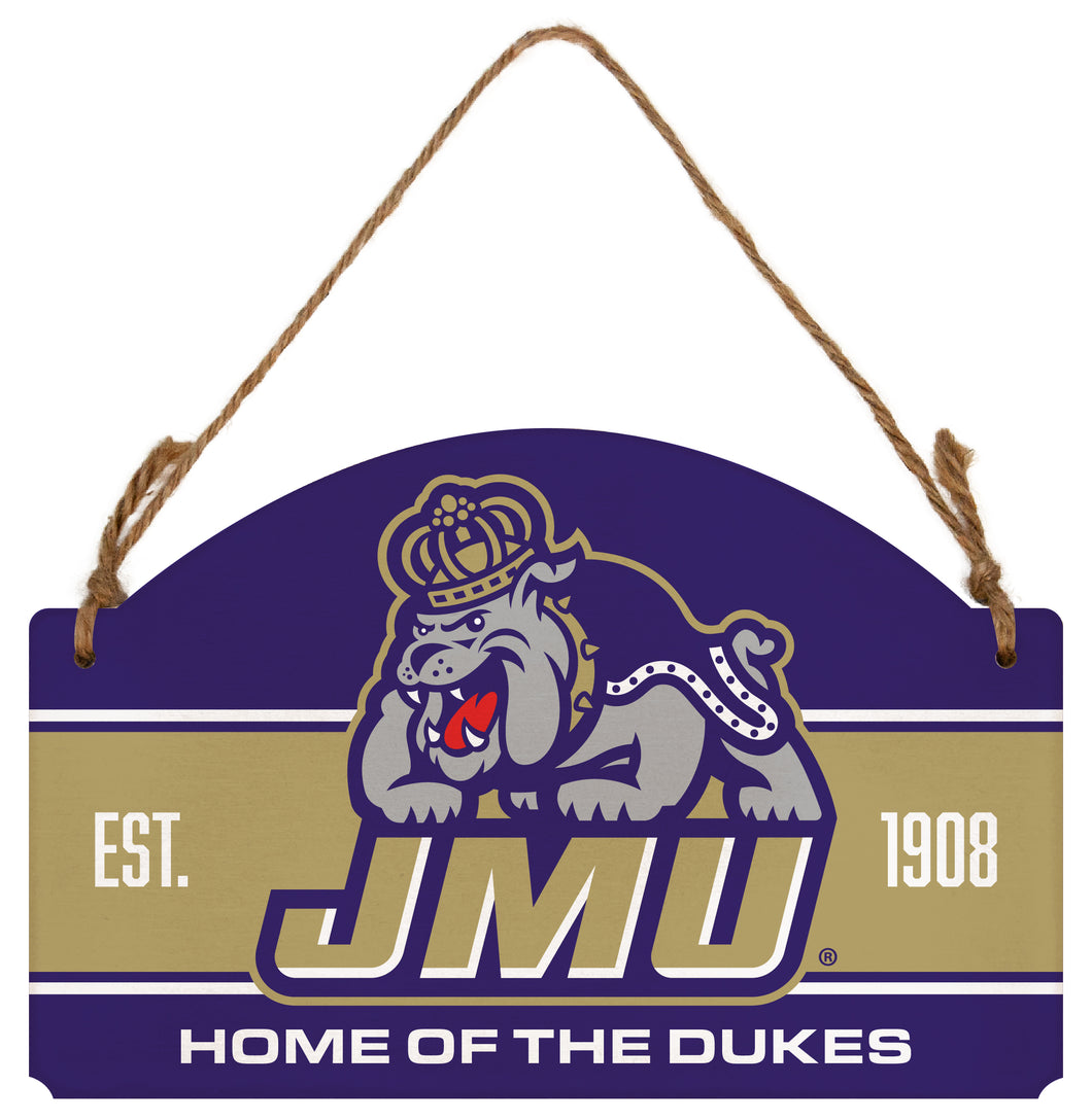 James Madison Dukes Flat Wood Sign with Hanging String - Officially Licensed Collegiate Product 