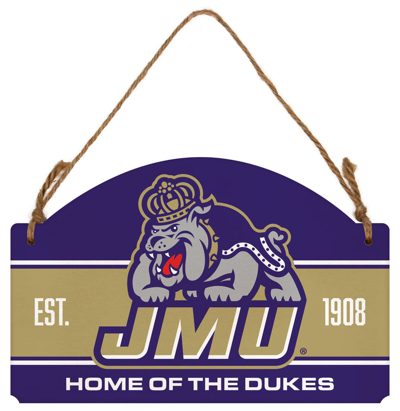 James Madison Dukes Flat Wood Sign with Hanging String - Officially Licensed Collegiate Product 