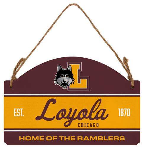 Loyola University Ramblers Flat Wood Sign with Hanging String - Officially Licensed Collegiate Product 