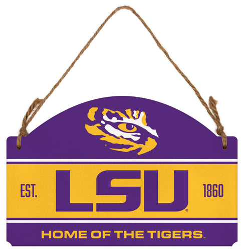 LSU Tigers Flat Wood Sign with Hanging String - Officially Licensed Collegiate Product 