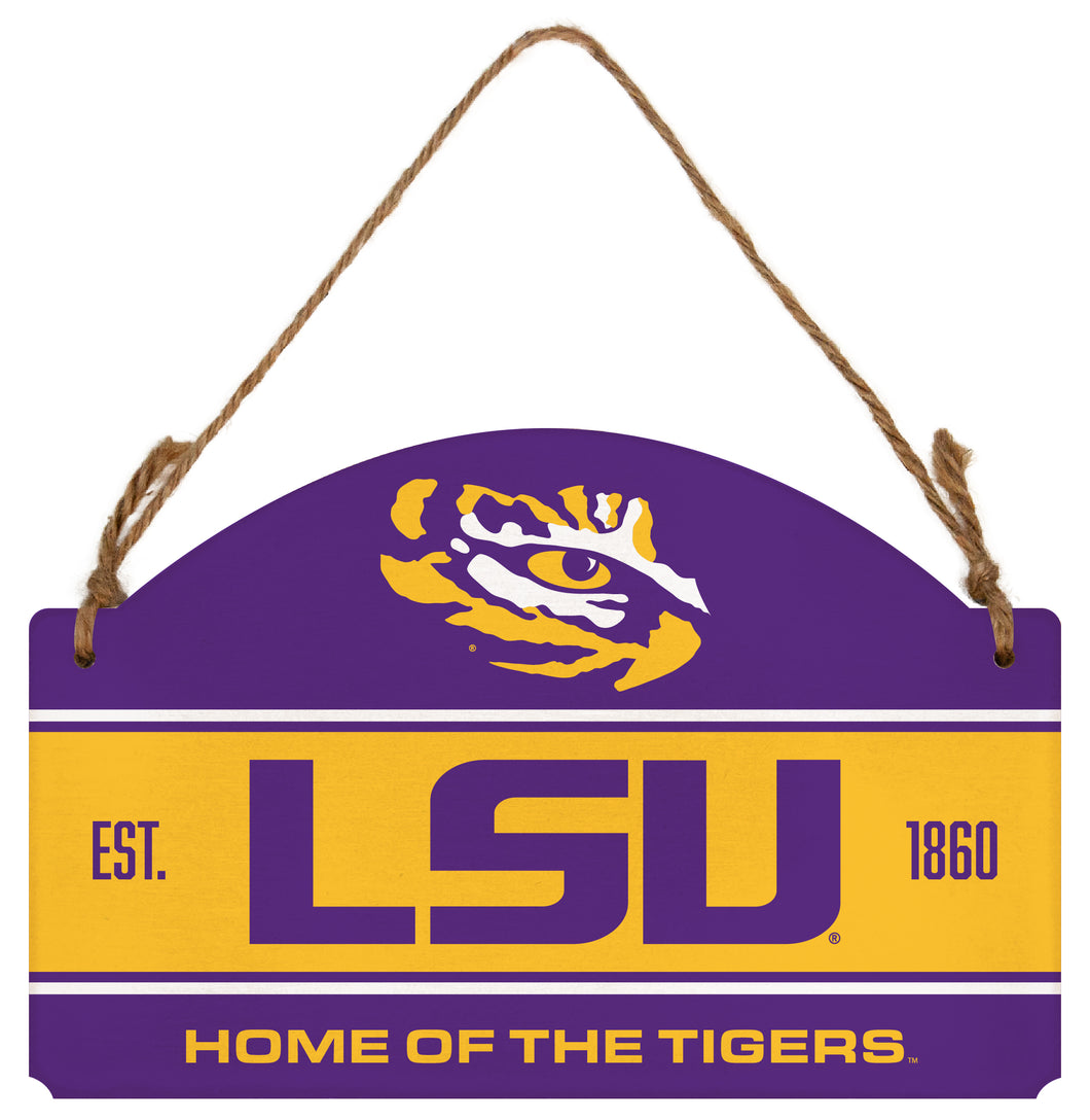 LSU Tigers Flat Wood Sign with Hanging String - Officially Licensed Collegiate Product 