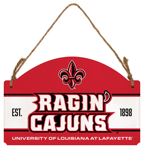 Louisiana at Lafayette Ragin' Cajuns Flat Wood Sign with Hanging String - Officially Licensed Collegiate Product 