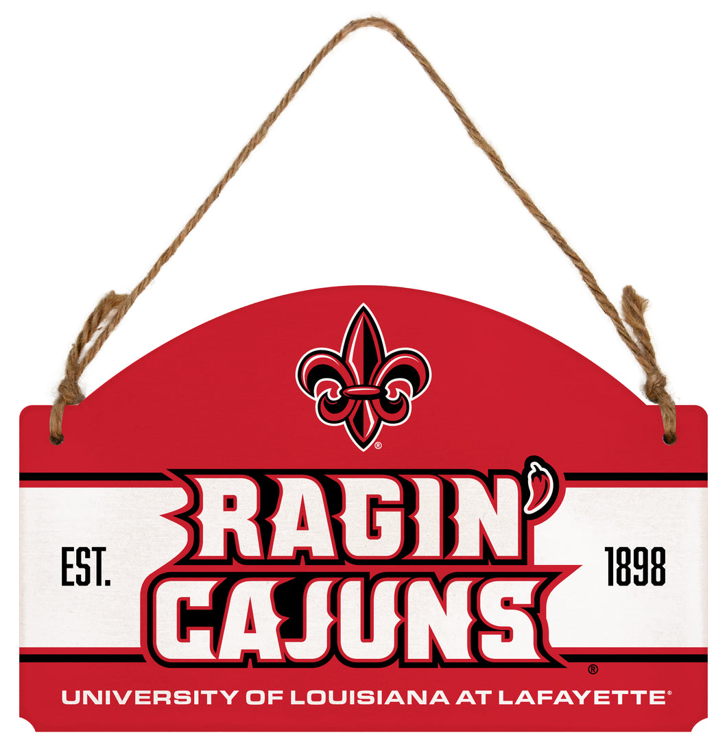 Louisiana at Lafayette Ragin' Cajuns Flat Wood Sign with Hanging String - Officially Licensed Collegiate Product 