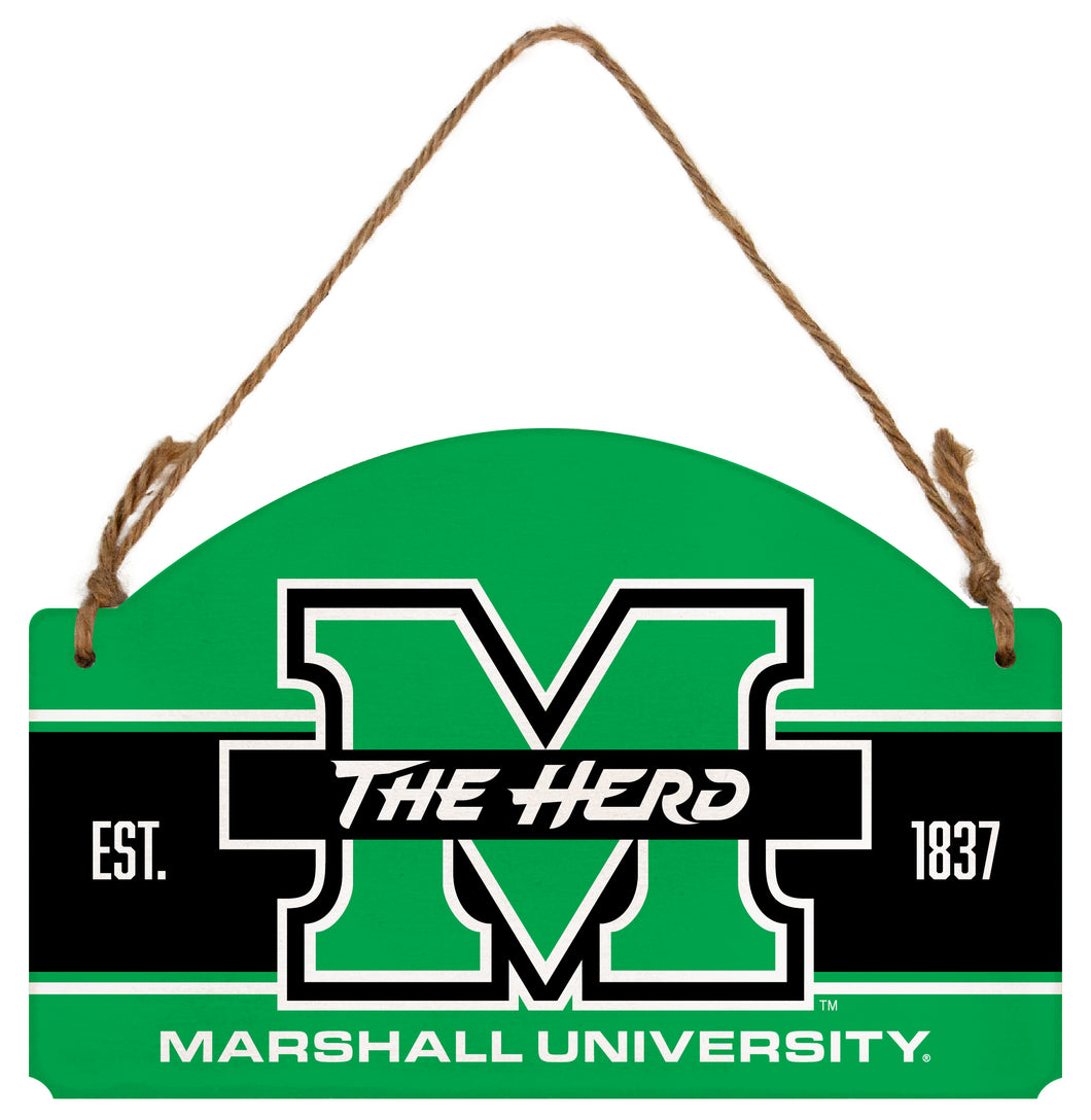 Marshall Thundering Herd Flat Wood Sign with Hanging String - Officially Licensed Collegiate Product 