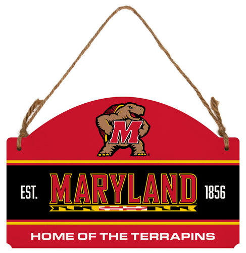 Maryland Terrapins Flat Wood Sign with Hanging String - Officially Licensed Collegiate Product 