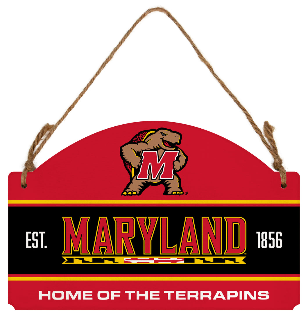 Maryland Terrapins Flat Wood Sign with Hanging String - Officially Licensed Collegiate Product 