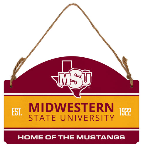 Midwestern State University Mustangs Flat Wood Sign with Hanging String - Officially Licensed Collegiate Product 