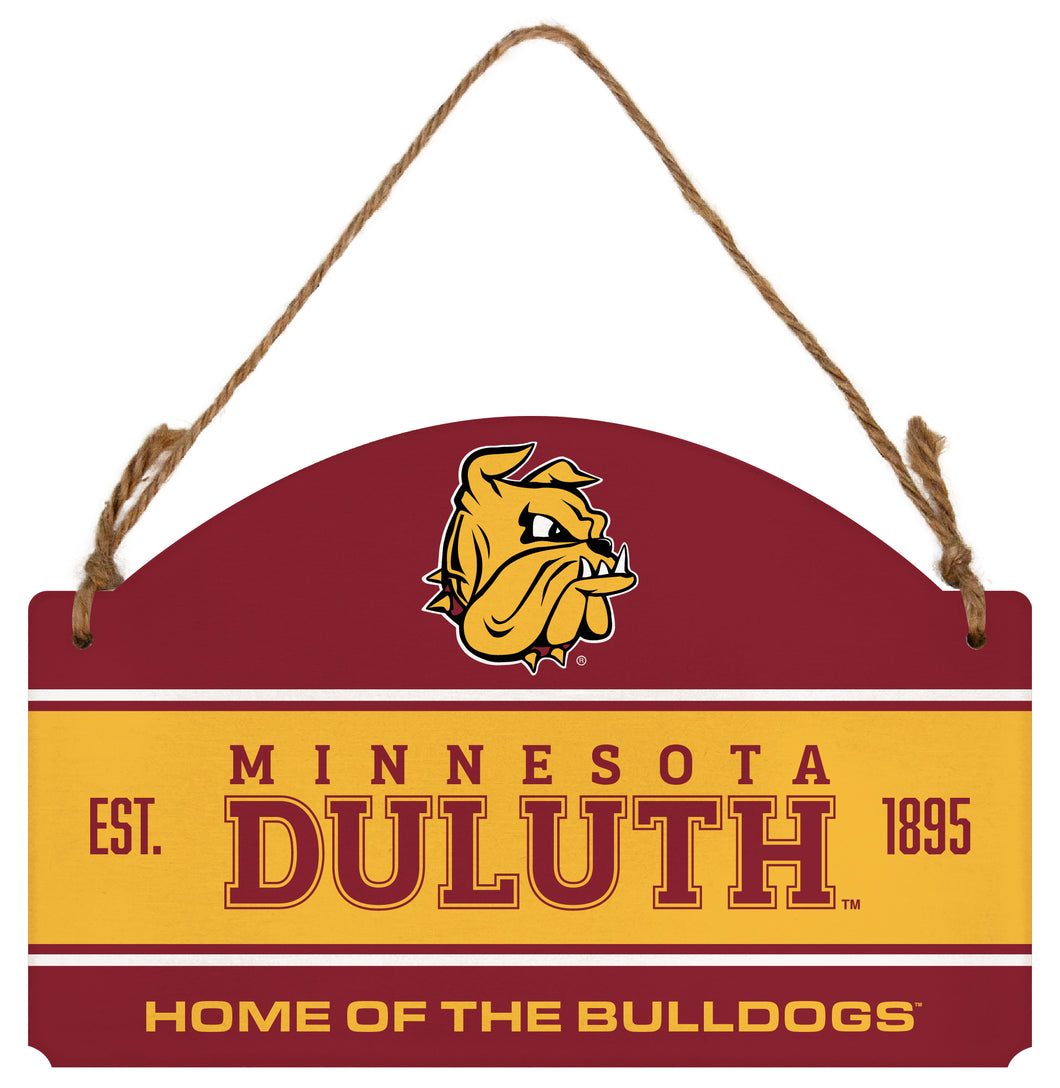 Minnesota Duluth Bulldogs Flat Wood Sign with Hanging String - Officially Licensed Collegiate Product 