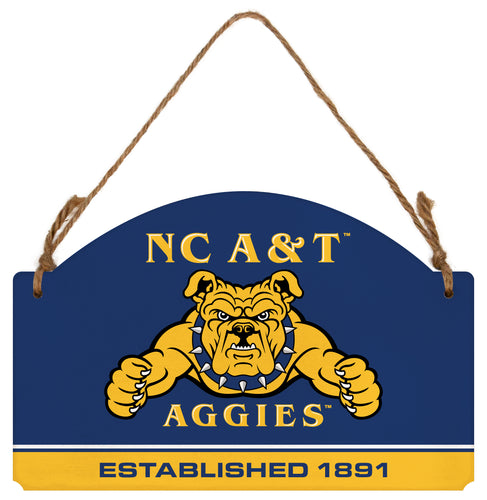 North Carolina A&T State Aggies Flat Wood Sign with Hanging String - Officially Licensed Collegiate Product 