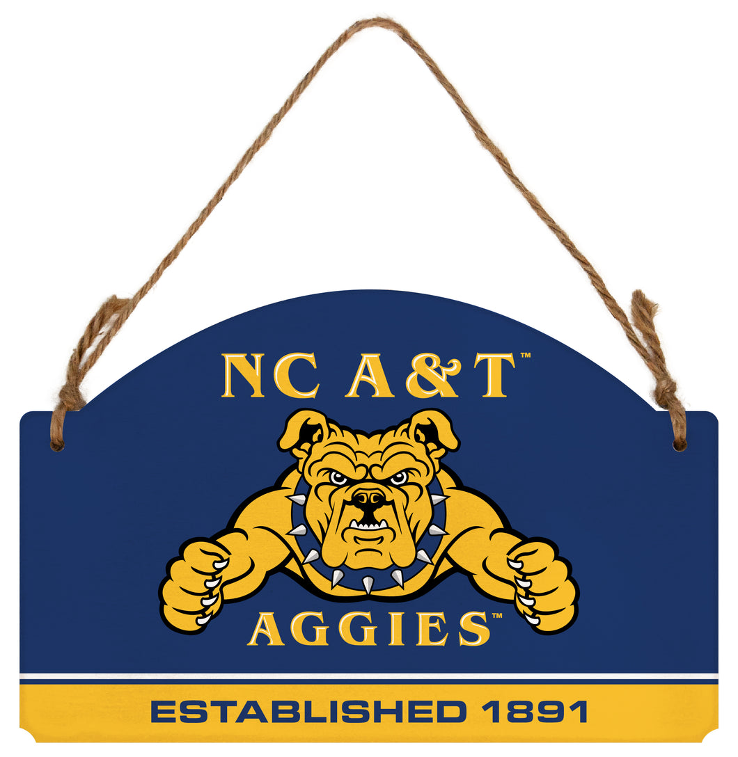 North Carolina A&T State Aggies Flat Wood Sign with Hanging String - Officially Licensed Collegiate Product 