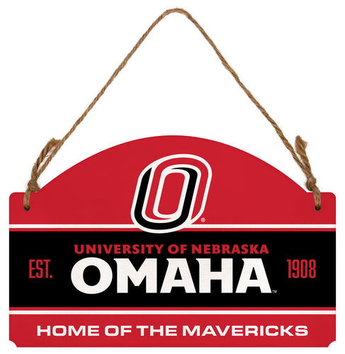 Nebraska at Omaha Flat Wood Sign with Hanging String - Officially Licensed Collegiate Product 