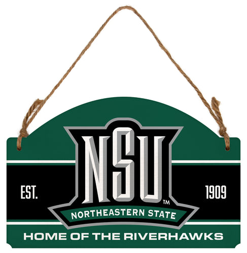 Northeastern State University Riverhawks Flat Wood Sign with Hanging String - Officially Licensed Collegiate Product 