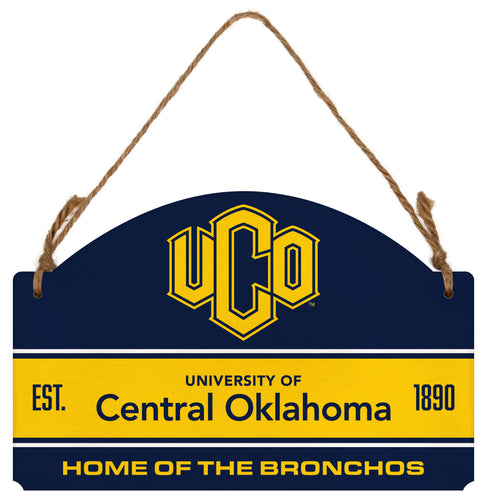 University of Central Oklahoma Bronchos Flat Wood Sign with Hanging String - Officially Licensed Collegiate Product 