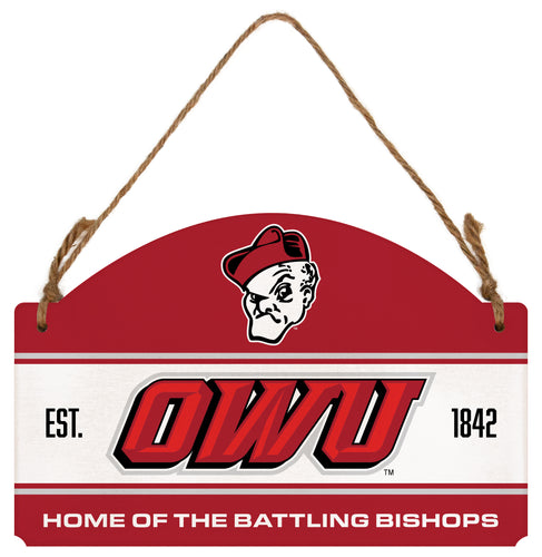 Ohio Wesleyan University Flat Wood Sign with Hanging String - Officially Licensed Collegiate Product 