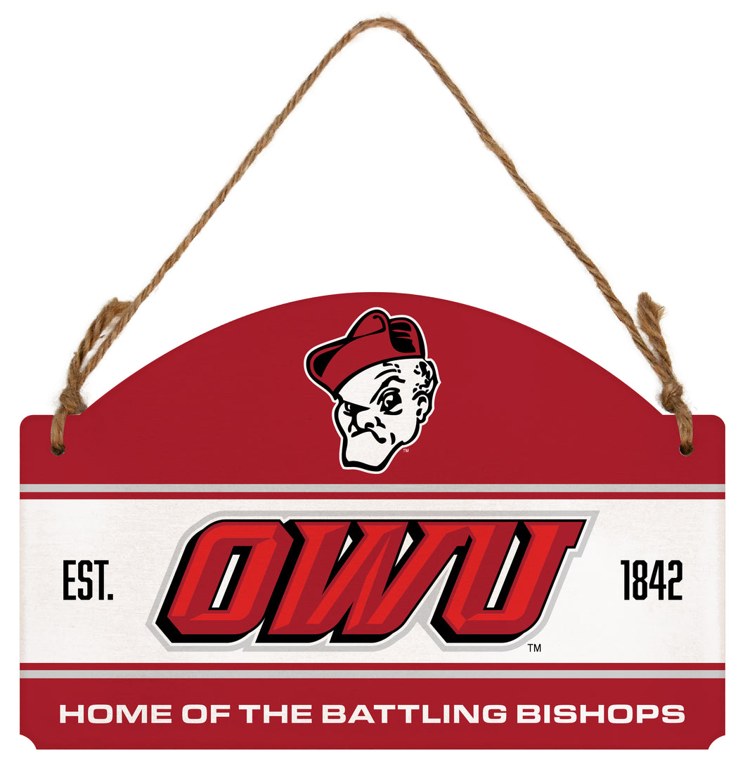 Ohio Wesleyan University Flat Wood Sign with Hanging String - Officially Licensed Collegiate Product 