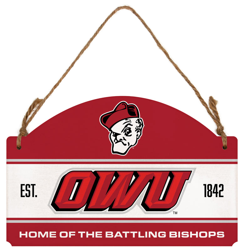 Ohio Wesleyan University Flat Wood Sign with Hanging String - Officially Licensed Collegiate Product 