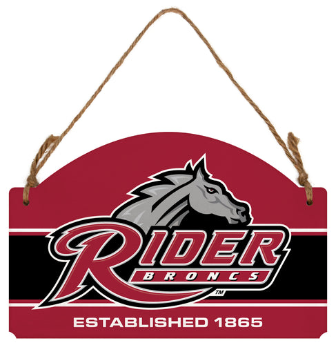 Rider University Broncs Flat Wood Sign with Hanging String - Officially Licensed Collegiate Product 