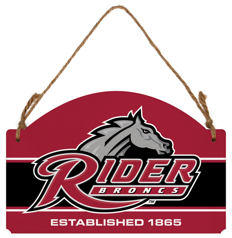 Rider University Broncs Flat Wood Sign with Hanging String - Officially Licensed Collegiate Product 