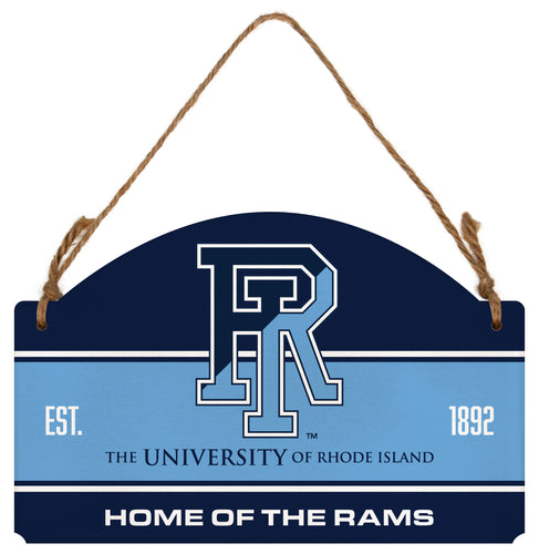 Rhode Island University Flat Wood Sign with Hanging String - Officially Licensed Collegiate Product 