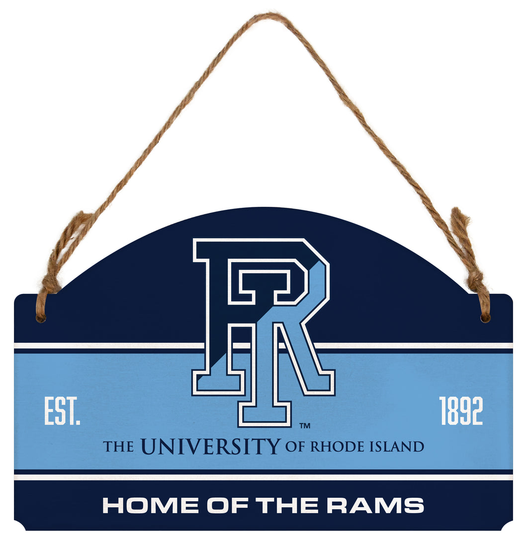 Rhode Island University Flat Wood Sign with Hanging String - Officially Licensed Collegiate Product 