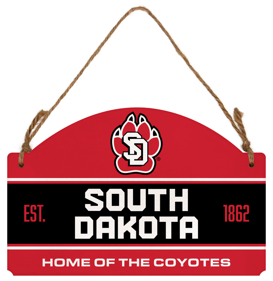 South Dakota Coyotes Flat Wood Sign with Hanging String - Officially Licensed Collegiate Product 