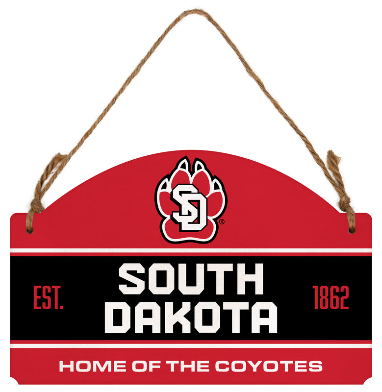 South Dakota Coyotes Flat Wood Sign with Hanging String - Officially Licensed Collegiate Product 