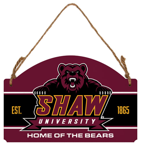 Shaw University Bears Flat Wood Sign with Hanging String - Officially Licensed Collegiate Product 