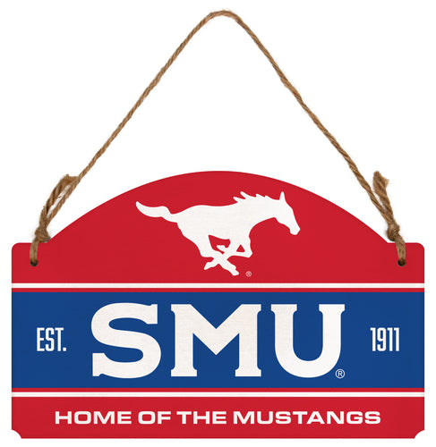 Southern Methodist University Flat Wood Sign with Hanging String - Officially Licensed Collegiate Product 