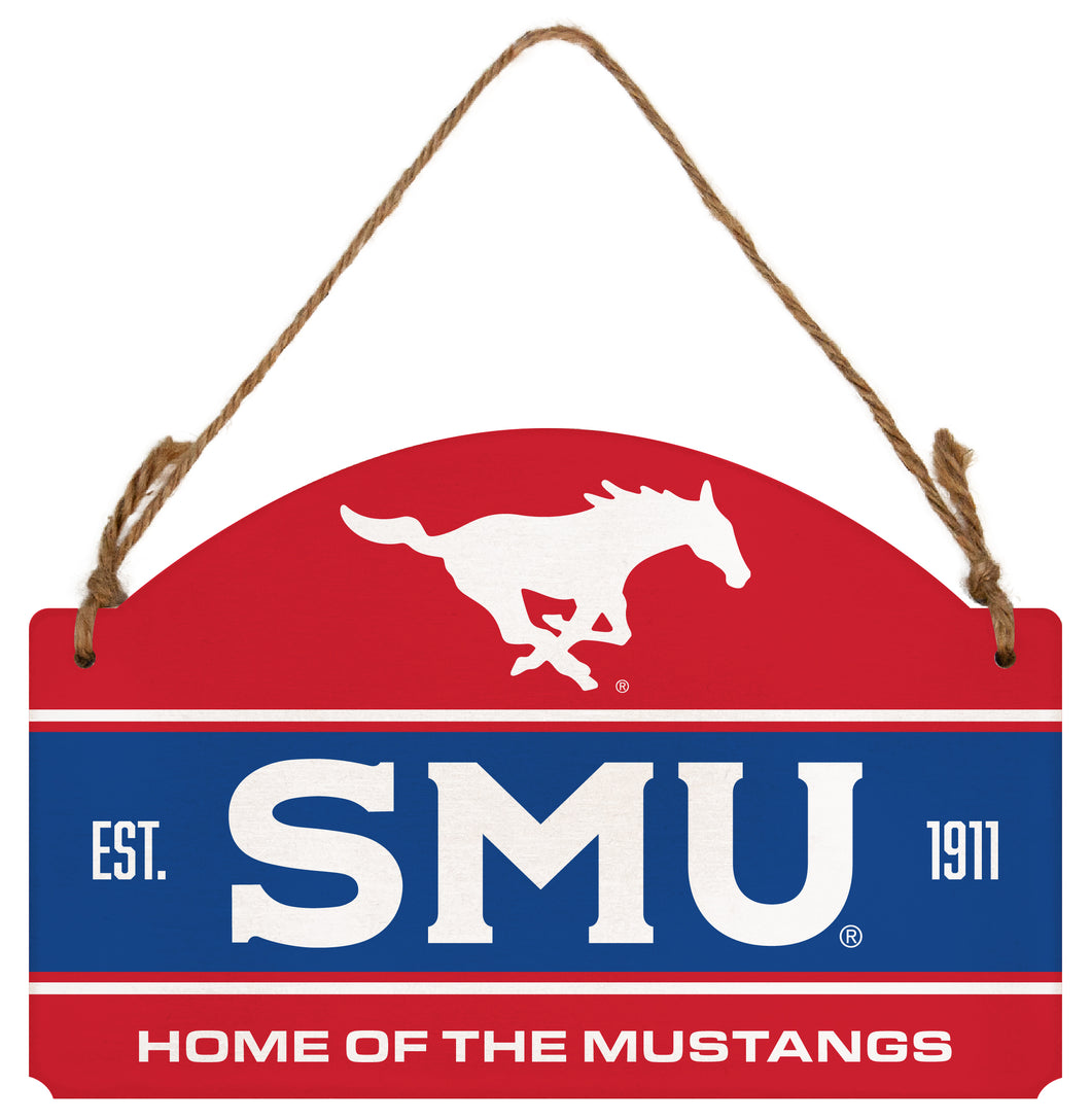 Southern Methodist University Flat Wood Sign with Hanging String - Officially Licensed Collegiate Product 