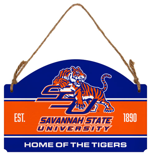 Savannah State University Flat Wood Sign with Hanging String - Officially Licensed Collegiate Product 