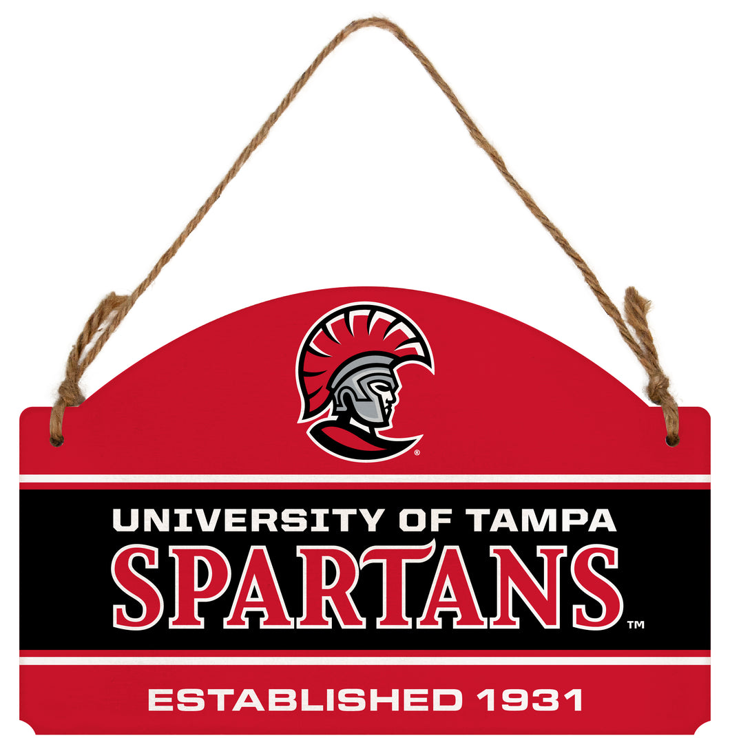 University of Tampa Spartans Flat Wood Sign with Hanging String - Officially Licensed Collegiate Product 