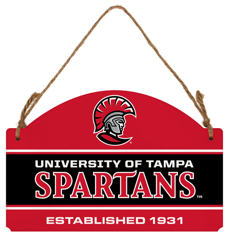University of Tampa Spartans Flat Wood Sign with Hanging String - Officially Licensed Collegiate Product 