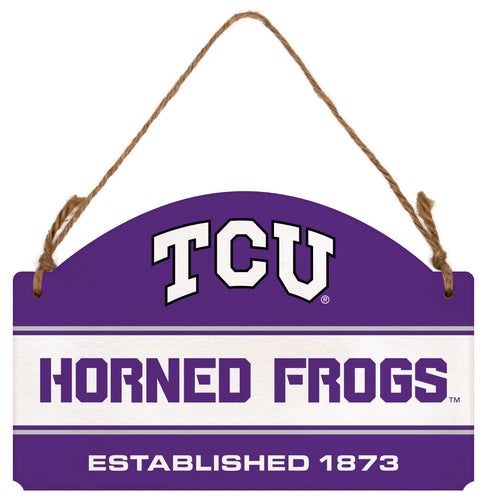 Texas Christian University Flat Wood Sign with Hanging String - Officially Licensed Collegiate Product 