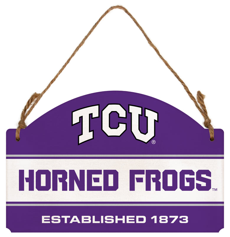 Texas Christian University Flat Wood Sign with Hanging String - Officially Licensed Collegiate Product 