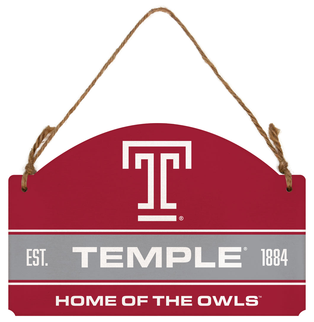 Temple University Flat Wood Sign with Hanging String - Officially Licensed Collegiate Product 