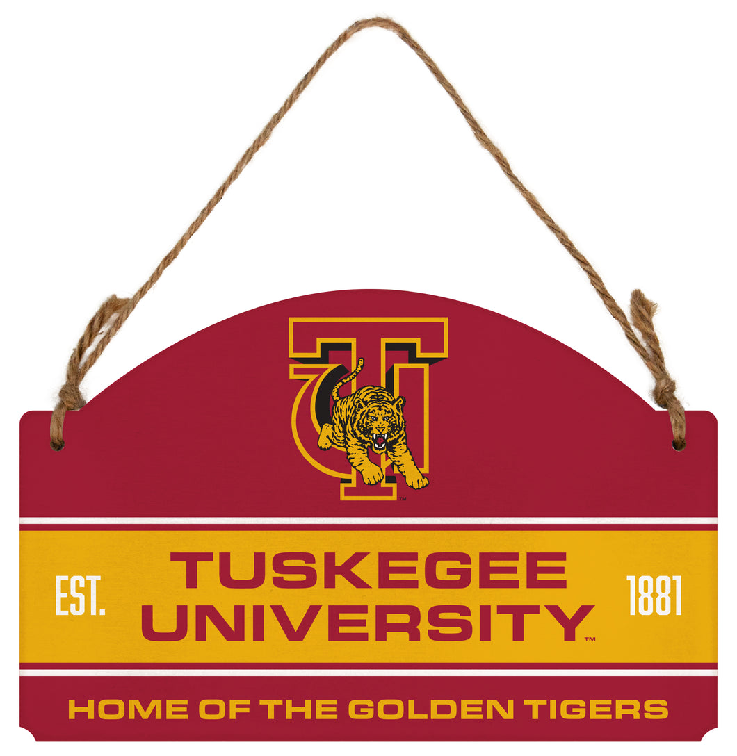 Tuskegee University Flat Wood Sign with Hanging String - Officially Licensed Collegiate Product 