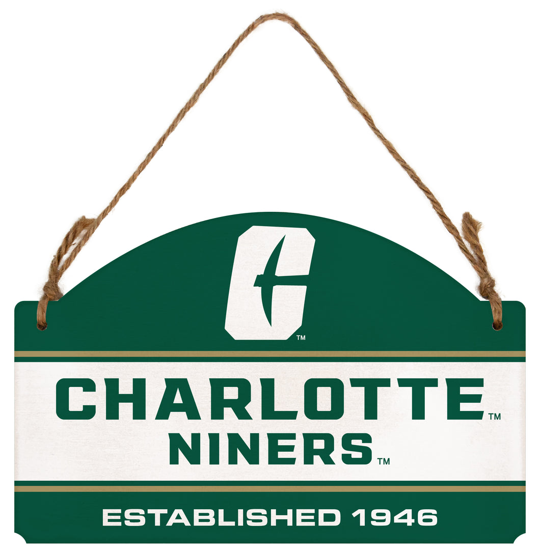 North Carolina Charlotte Forty-Niners Flat Wood Sign with Hanging String - Officially Licensed Collegiate Product 