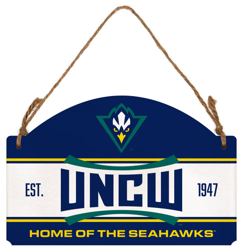 North Carolina Wilmington Seahawks Flat Wood Sign with Hanging String - Officially Licensed Collegiate Product 
