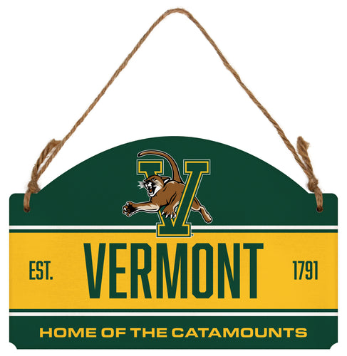 Vermont Catamounts Flat Wood Sign with Hanging String - Officially Licensed Collegiate Product 