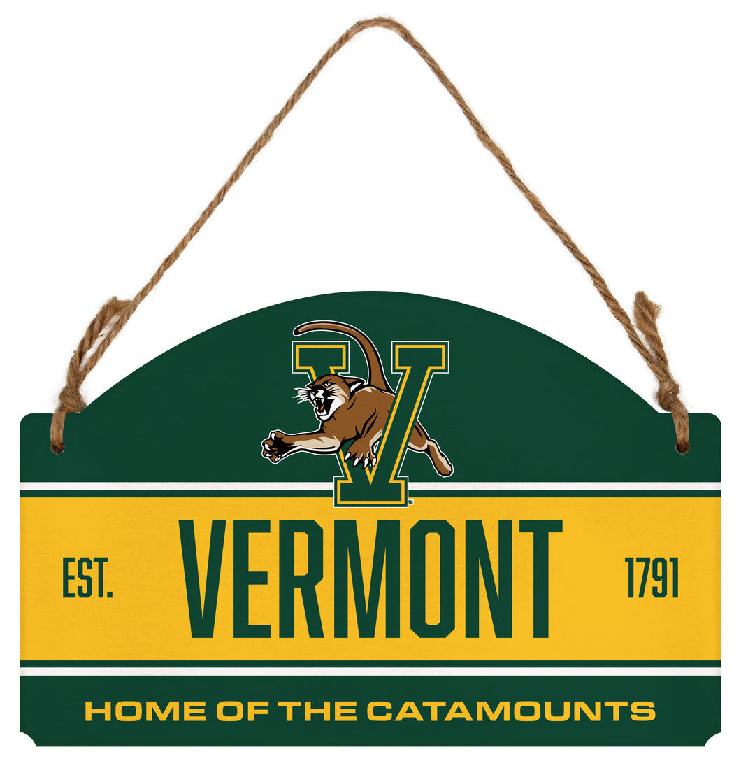 Vermont Catamounts Flat Wood Sign with Hanging String - Officially Licensed Collegiate Product 