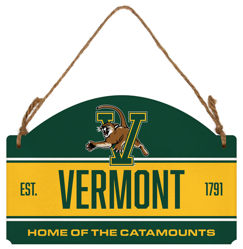 Vermont Catamounts Flat Wood Sign with Hanging String - Officially Licensed Collegiate Product 