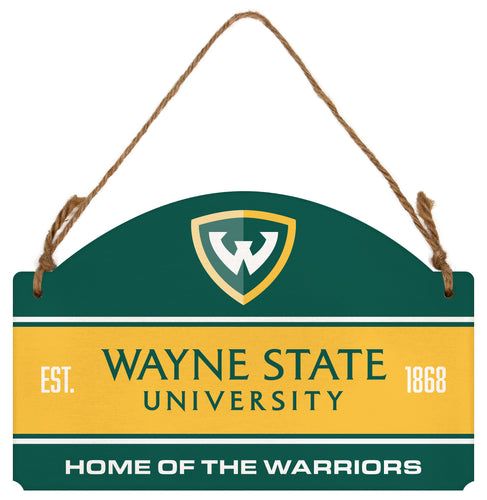Wayne State Flat Wood Sign with Hanging String - Officially Licensed Collegiate Product 
