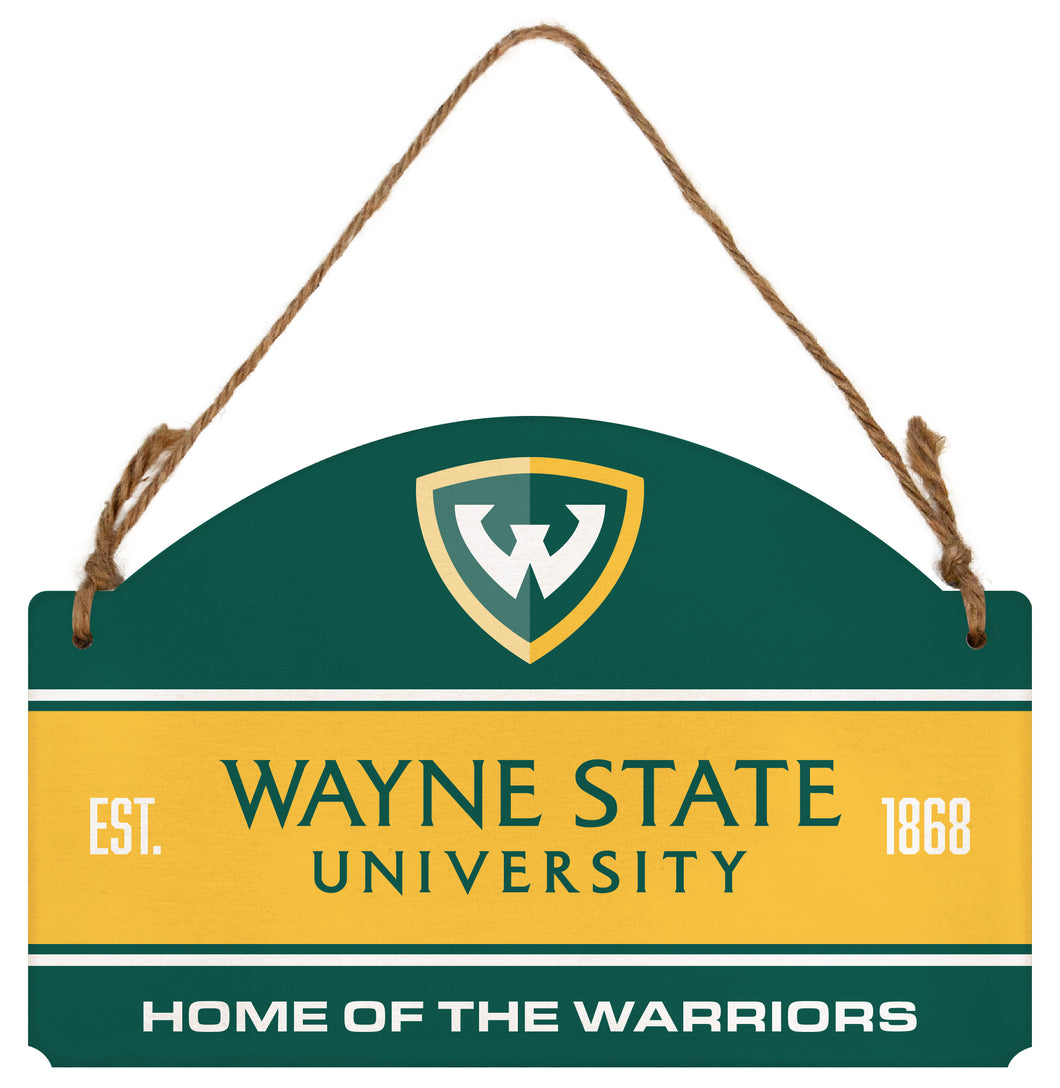 Wayne State Flat Wood Sign with Hanging String - Officially Licensed Collegiate Product 