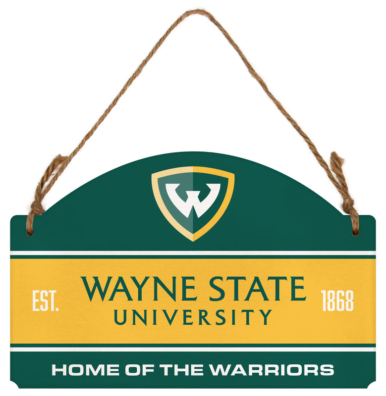 Wayne State Flat Wood Sign with Hanging String - Officially Licensed Collegiate Product 